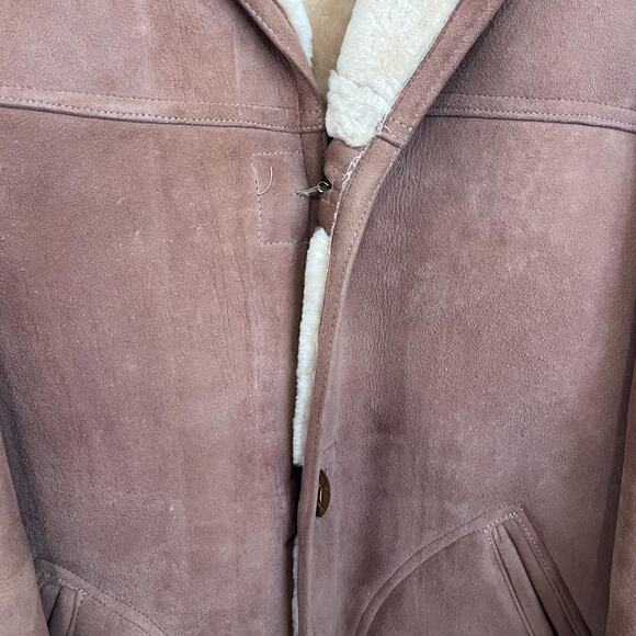 Vintage David Church Suede Mens Coat Size 40 Brown Shearling Sheepskin Marlboro - Picture 11 of 12